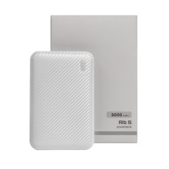 Универсальный аккумулятор Rib 5 (5000 мАч), белый, 9,8х6.3х1,4 см