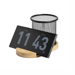 Подставка под телефон SATELLIT со стаканом для канцелярских принадлежностей, бежевый/черный,