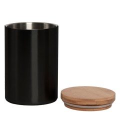 Термокружка BAMBOO с крышкой, 350мл. черный, нержавеющая сталь, бамбук