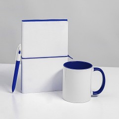 Набор подарочный WHITE VEIL: блокнот, ручка, кружка, белый/темно-синий