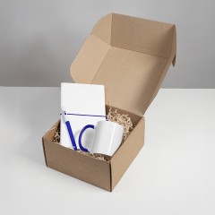 Набор подарочный WHITE VEIL: блокнот, ручка, кружка, белый/темно-синий