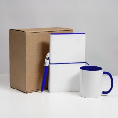 Набор подарочный WHITE VEIL: блокнот, ручка, кружка, белый/темно-синий