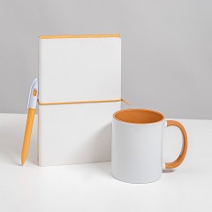 Набор подарочный WHITE VEIL: блокнот, ручка, кружка, белый/оранжевый