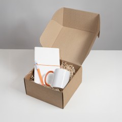 Набор подарочный WHITE VEIL: блокнот, ручка, кружка, белый/оранжевый