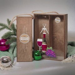 Ящик подарочный WINOTEKA с ручкой, дерево, акрил, 34,5 х 11,5 х 11 см