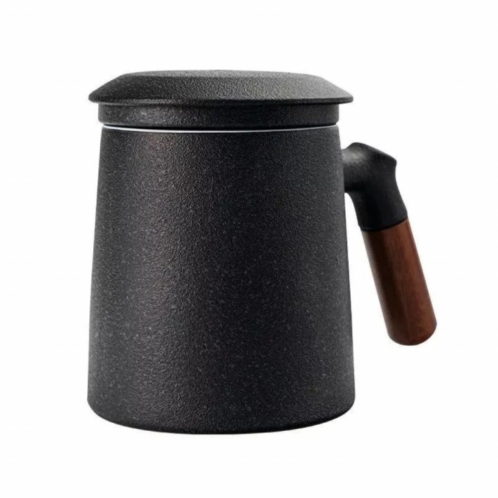 Керамическая кружка Xiaomi Pinztea Wooden Handle Ceramic Tea Cup Керамическая кружка Xiaomi Pinztea Wooden Handle Ceramic Tea Cup