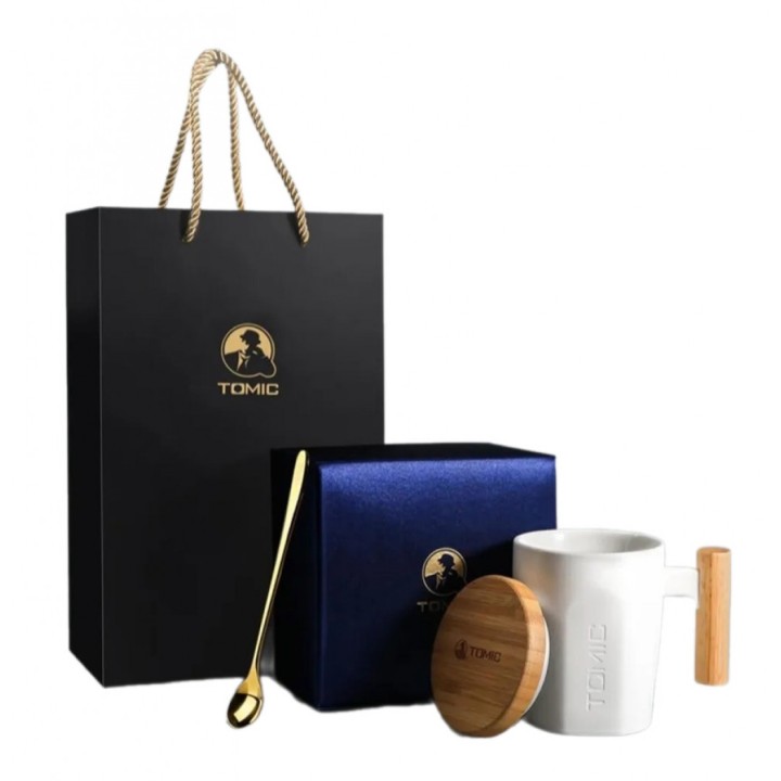 Керамическая кружка Xiaomi Tomic Ceramic Cup With Bamboo Cover And Wooden Handle Керамическая кружка Xiaomi Tomic Ceramic Cup With Bamboo Cover And Wooden Handle