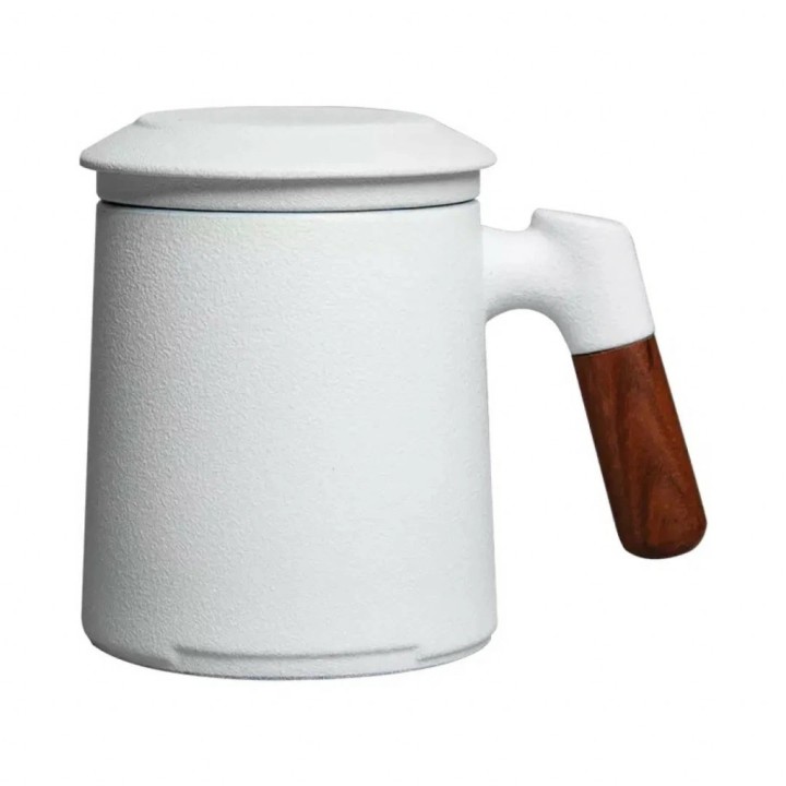 Керамическая кружка Xiaomi Pinztea Wooden Handle Ceramic Tea Cup Керамическая кружка Xiaomi Pinztea Wooden Handle Ceramic Tea Cup