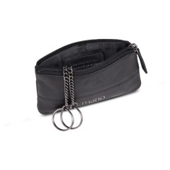 Ключница Mano "Don Romeo" с RFID защитой, натуральная кожа в чёрном цвете, 11,5 х 1 х 6,5 см