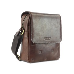 Сумка через плечо Mano "Don Leon", натуральная кожа в коричневом цвете, 20 х 25 х 8 см