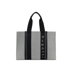 Сумка-тоут женская BUGATTI Ambra, серо-черный цвет, хлопок/полиэстер, 45х14х32 см