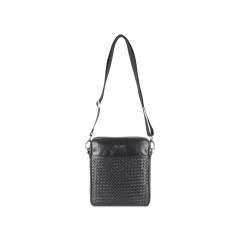 Сумка через плечо Mano "Don Luca", натуральная кожа в черном цвете, 23 х 26,5 х 4,5 см