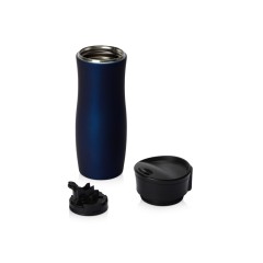 Вакуумная термокружка с кнопкой Streamline, Waterline, soft-touch, тубус, темно-синий