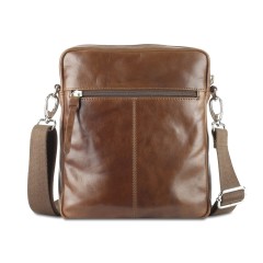 Сумка через плечо Mano "Don Luca", натуральная кожа в коньячном цвете, 23 х 26,5 х 4,5 см