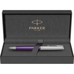 Шариковая ручка Parker Sonnet Essentials Violet SB Steel CT, цвет чернил black, перо: M, в подарочной упаковке.