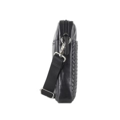Сумка через плечо Mano "Don Luca", натуральная кожа в черном цвете, 23 х 26,5 х 4,5 см