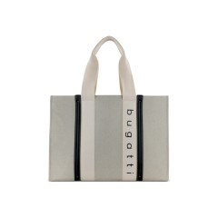 Сумка-тоут женская BUGATTI Ambra, бежево-черный цвет, хлопок/полиэстер, 45х14х32 см