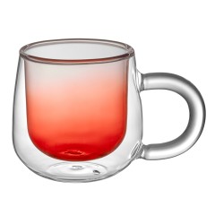 Кружка с двойными стенками с широкой ручкой и градиентным покрытием "Fog", красный