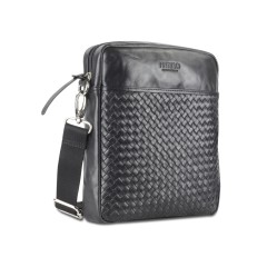 Сумка через плечо Mano "Don Luca", натуральная кожа в черном цвете, 23 х 26,5 х 4,5 см