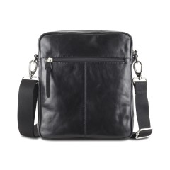 Сумка через плечо Mano "Don Luca", натуральная кожа в черном цвете, 23 х 26,5 х 4,5 см