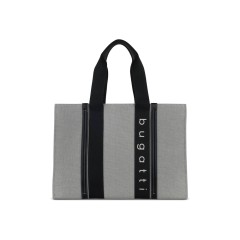 Сумка-тоут женская BUGATTI Ambra, серо-черный цвет, хлопок/полиэстер, 45х14х32 см