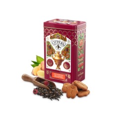 БОЛЬШАЯ БАНКА С РЕЛЬЕФОМ.(22 см !!) с зимним набором: Имбирное печенье и Имбирный чай. Вес нетто:500г