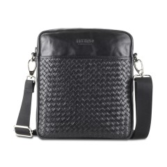 Сумка через плечо Mano "Don Luca", натуральная кожа в черном цвете, 23 х 26,5 х 4,5 см
