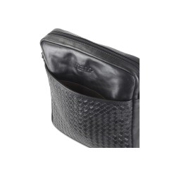 Сумка через плечо Mano "Don Luca", натуральная кожа в черном цвете, 23 х 26,5 х 4,5 см