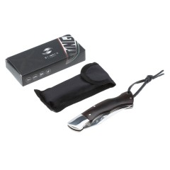 Нож складной Stinger, 92 мм, (серебристый), материал рукояти: сталь/дерево (серебристо-коричневый)