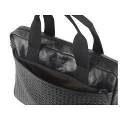 Сумка Mano "Don Luca", натуральная кожа в черном цвете, 37 х 27 х 6 см