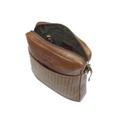 Сумка через плечо Mano "Don Luca", натуральная кожа в коньячном цвете, 23 х 26,5 х 4,5 см