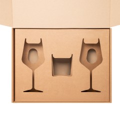 Доп. ложемент под свечу (арт. 73077) + 2 бокала для вина в большую универсальную коробку, крафт (арт. 21005.020)