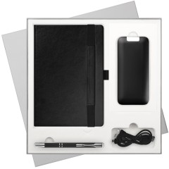 Подарочный набор Galaxy, черный (ежедневник, ручка, аккумулятор)