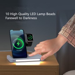 Беспроводное зарядное устройство 3 в 1 Qwerty High Quality LED Lamp Beads Farewell to Darkness Black (HYY-W168)