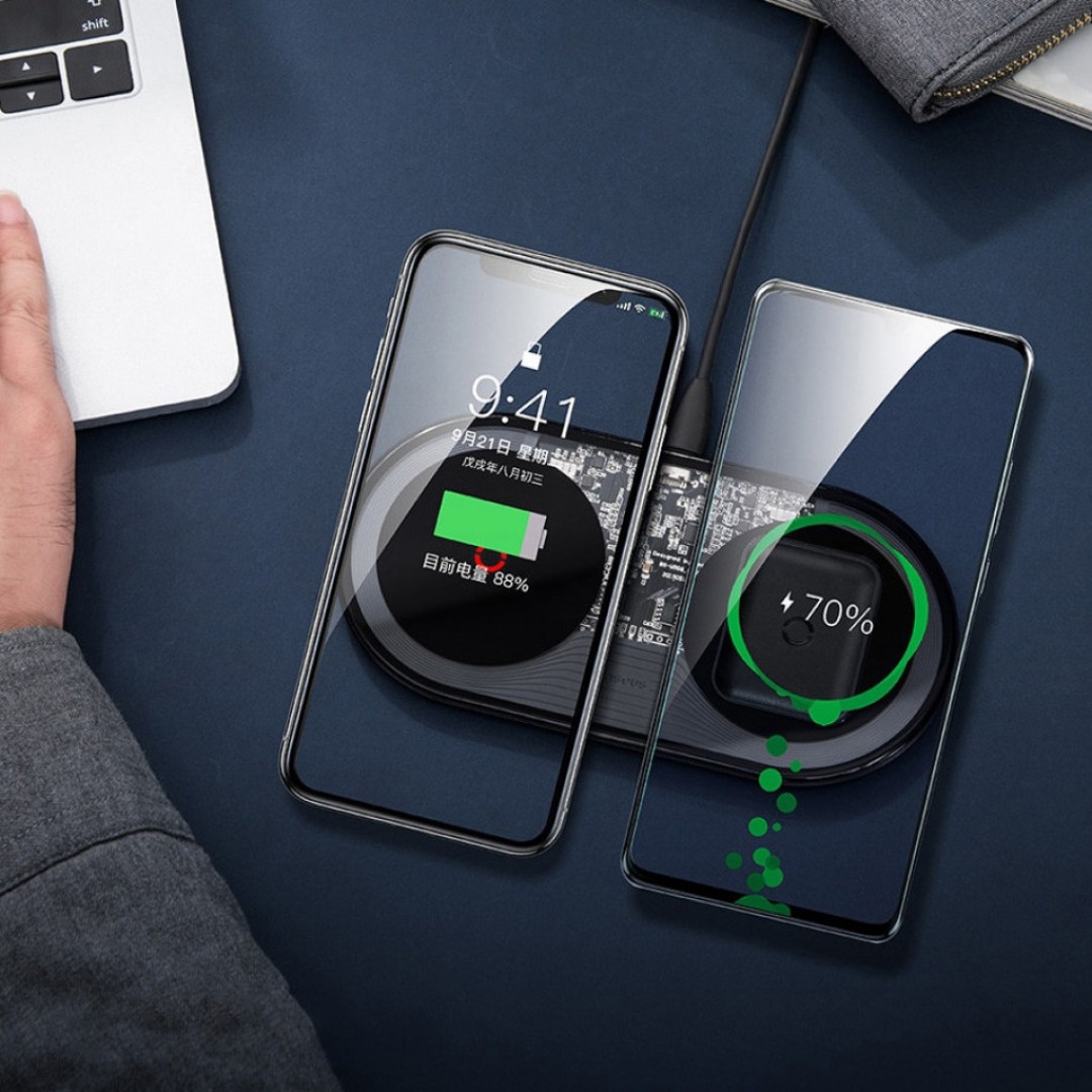 Беспроводное зарядное устройство 2 в 1 Baseus Simple 2 in1 Wireless Charger Turbo Edition 24 Вт (TZWXJK-B01)