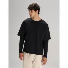 Футболка оверсайз с двойным рукавом Kosmos, черная