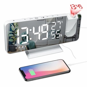 Часы-будильник с проектором времени на стену и потолок зеркальные Xiaomi Alarm Clock With Time Projector On The Wall And Ceiling Mirror, White (EN8827)