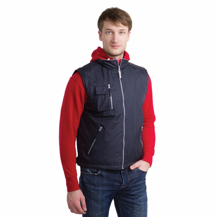 Жилет мужской PORTUGAL, темно-синий, 2XL, осн.ткань:100% полиэстер; подкладка:100% флис, 200 г/м2