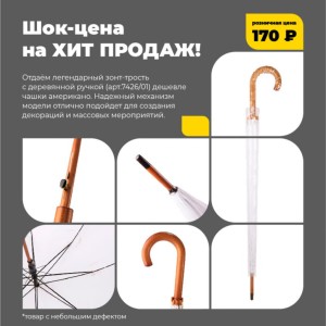 Зонт-трость с деревянной ручкой, полуавтомат; белый; D=103 см, L=90см; нейлон
