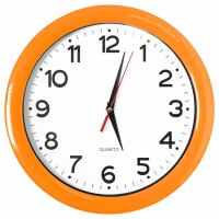 Часы настенные "ПРОМО" разборные ; оранжевый, D28,5 см; пластик