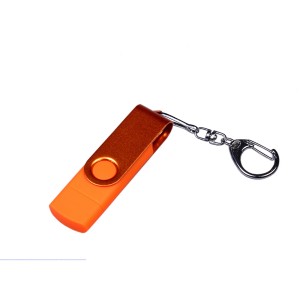 USB 3.0/micro USB/Type-C - флешка на 32 Гб 3-в-1 с поворотным механизмом