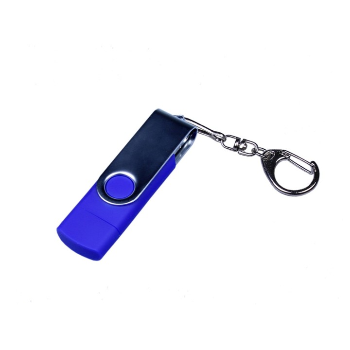 USB 2.0/micro USB/Type-C- флешка на 64 Гб c поворотным механизмом