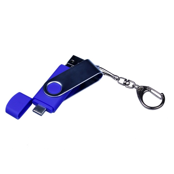USB 2.0/micro USB/Type-C- флешка на 64 Гб c поворотным механизмом