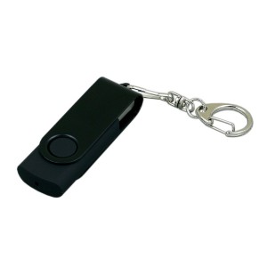 USB 2.0- флешка промо на 32 Гб с поворотным механизмом и однотонным металлическим клипом