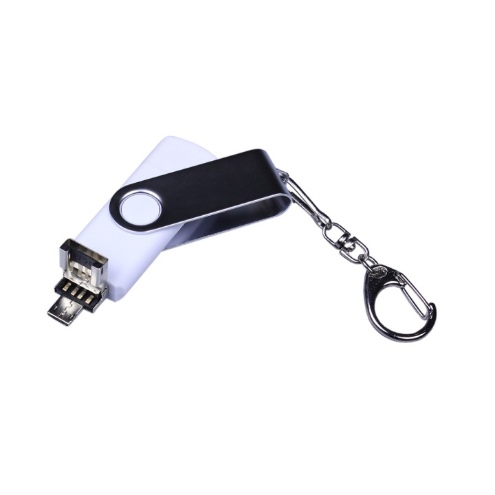 USB 2.0/micro USB/Type-C- флешка на 16 Гб c поворотным механизмом