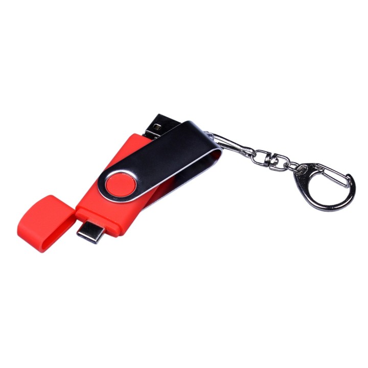 USB 3.0/micro USB/Type-C- флешка на 32 Гб с поворотным механизмом