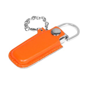 USB 2.0- флешка на 16 Гб в массивном корпусе с кожаным чехлом