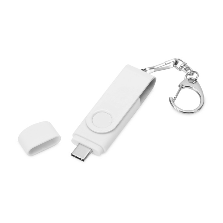 USB 3.0/micro USB/Type-C - флешка на 32 Гб 3-в-1 с поворотным механизмом
