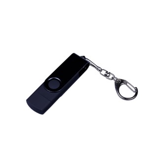 USB 2.0/micro USB/Type-С- флешка на 64 Гб 3-в-1 с поворотным механизмом