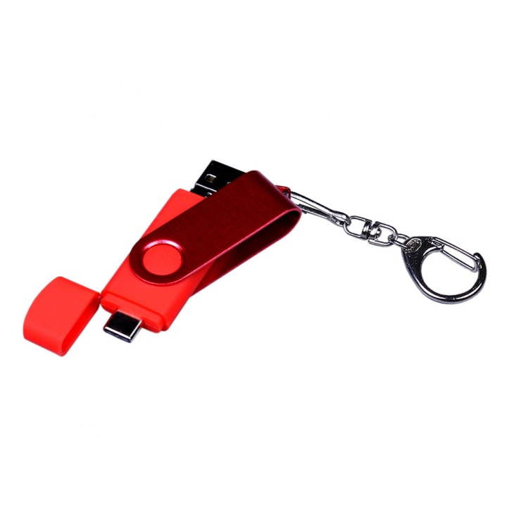 USB 3.0/micro USB/Type-C - флешка на 32 Гб 3-в-1 с поворотным механизмом